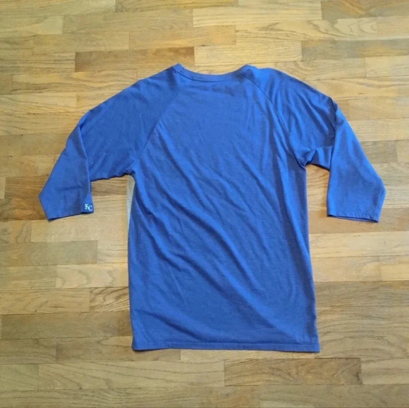 KC Royals Shirt Mens S Blue MLB Baseball Nike 3/4 Sleeve Pullover Outdoor - Picture 7 of 8